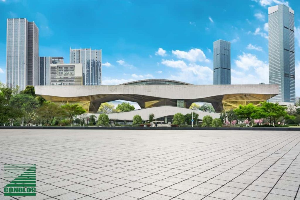 pemandangan kota dengan paving block ramah lingkungan