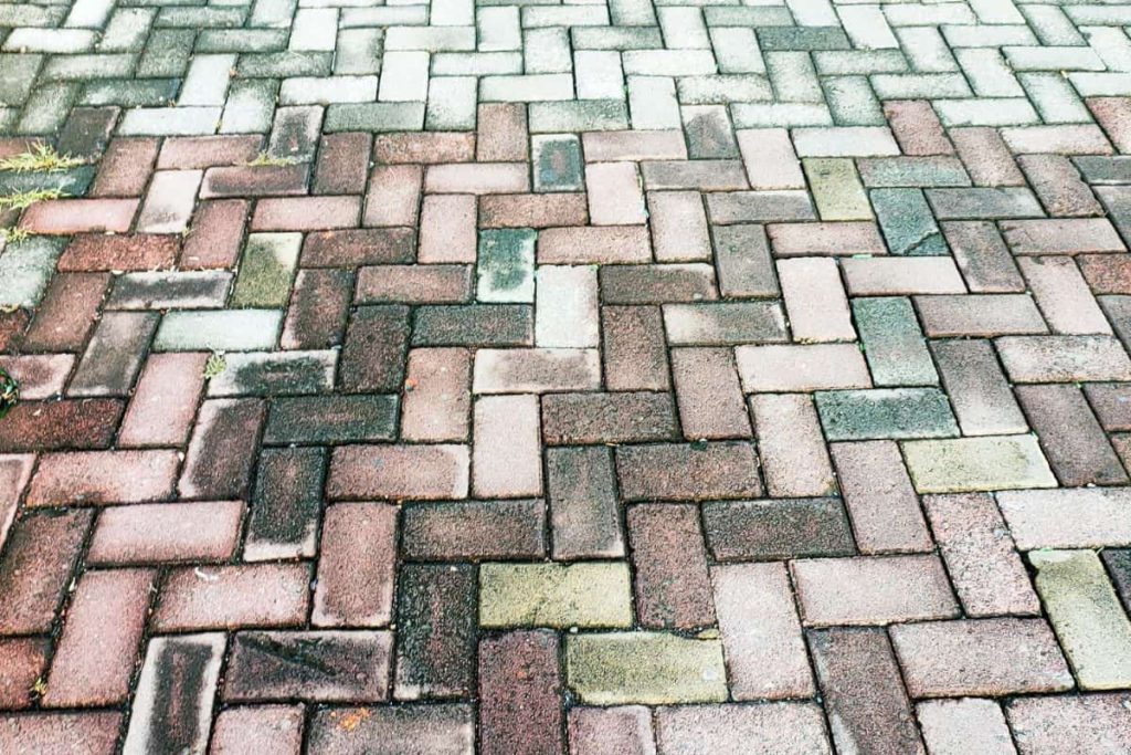 beberapa orang yang berjalan di atas paving block